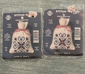 2 Vintage NMI Inc Mini STITCH N STUFF Sachet Counted Cross Stitch #215 4 Hearts - Picture 1 of 3