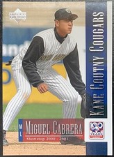 MIGUEL CABRERA, 2001 UD 100 YEAR MINOR LEAGUE BASEBALL #77, KANE COUNTY COUGARS