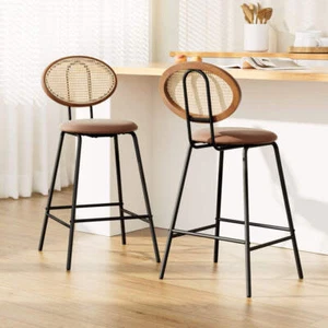 Artiss 2x Bar Stools PU Leather Stools Brown - Picture 1 of 7