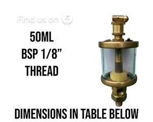 Brass Oiler DROP SIGHT TYPE  1/8" BSP  50M suit stationary Engines old machines - Picture 1 of 1