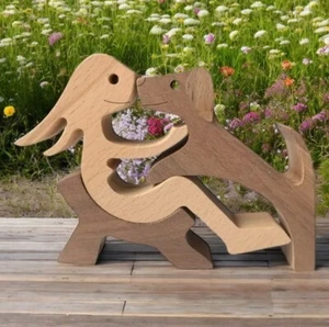 Handcrafted Wooden Dog and Girl Puzzle - Unique Home Decor & Gift - Picture 1 of 4