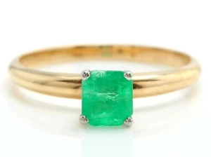 0.70 Carat Natural Emerald in 14K Solid Yellow Gold Women Solitaire Ring - Picture 1 of 6