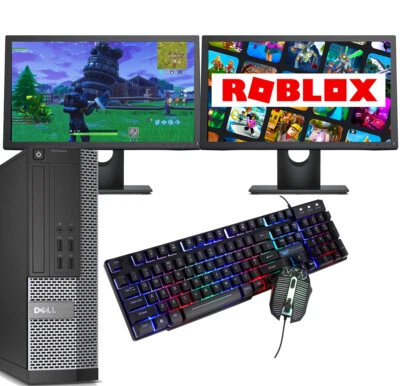 Gaming PC Bundle Dell DUAL SCREEN Intel Core i7 8GB 1TB Windows 10 GT710 FAST - Image 1 of 4