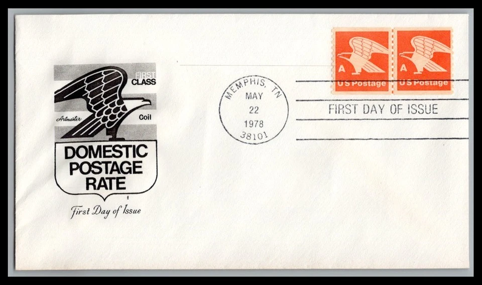 US FDC # 1736. "A" Rate Eagle Artmaster Line Pair  1978, 9p1929 - Image 1 of 1
