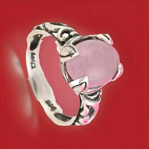 Bali Legacy Natural Burmese Pink Jadeite Jade Ring in Sterling Silver - Picture 1 of 7