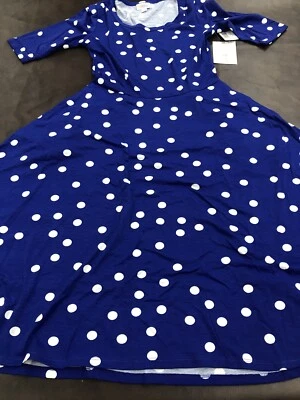 Lunares Lularoe Azul Brillante Blanco Nicole XL 18/20 16/18 🦄 Bolsillos Clásicos  Foto 1 de 4