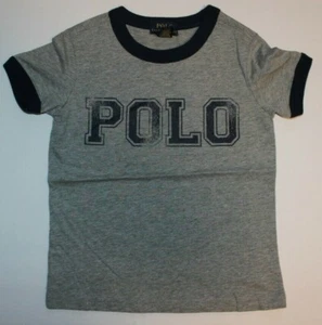 Polo Ralph Lauren Toddler Boy Crew Neck T-Shirt Short Sleeve Gray Graphic Tee 3T - Picture 1 of 2
