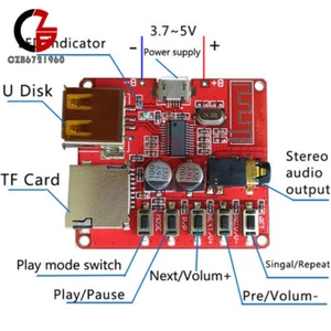 Micro USB Mini Bluetooth 4.1 MP3 Player TF SD Card Lossless Decoder Board 3.7-5V - Picture 1 of 4