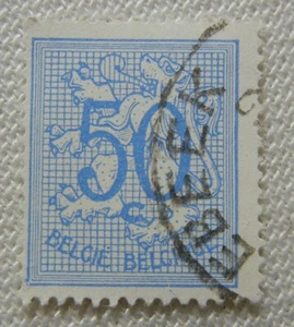 Belgium Postage Stamp - 1951 Blue Lion 50C Daily Stamp - Picture 1 of 1