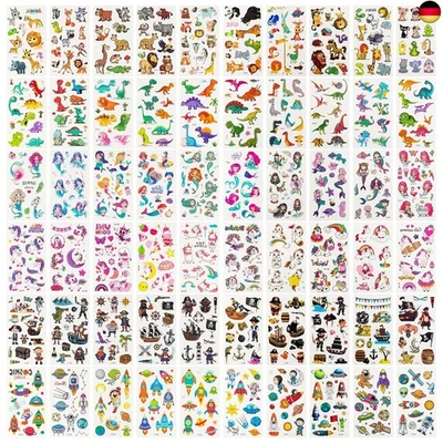 Habett Tattoo Kinder 60 Blätt Tattoo Set Mädchen Jungen Weltraum Dinosaurier T