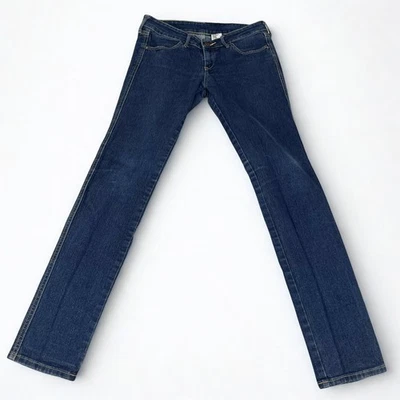 Pantalones de mezclilla H&M para mujer 29/32 tiro bajo ajustados azules elásticos lavado medio Y2K 30"x31" Foto 1 de 4