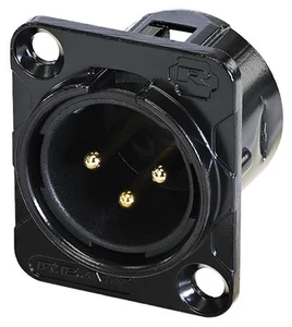 REAN - 3-poliger XLR Panelstecker, Schwarz - Bild 1 von 1