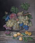 Anton Fiedler, Herbstliches Stillleben, Öl auf Leinen, um 1840, Weintrauben