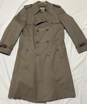 Vintage Christian Dior Monsieur Trench Rain Coat Men 38R Wool Removable Lining - Image 1 of 4