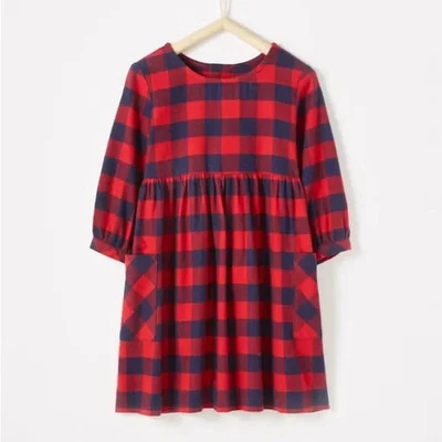 Hanna Andersson Buffalo Plaid Flannel Dress in Hanna Red/Navy Size 8 (130cm) - Image 1 of 4