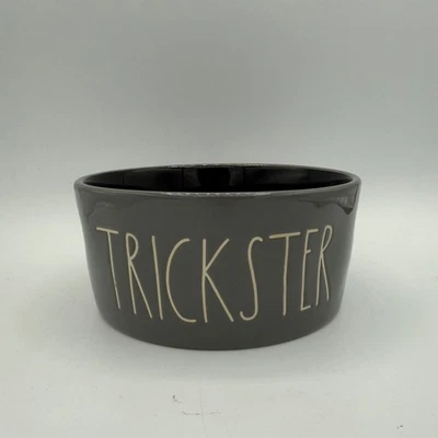 Rae Dunn Trickster Halloween Candy Bowl Dish Gray Artisan Collection Ceramic - Image 1 of 4