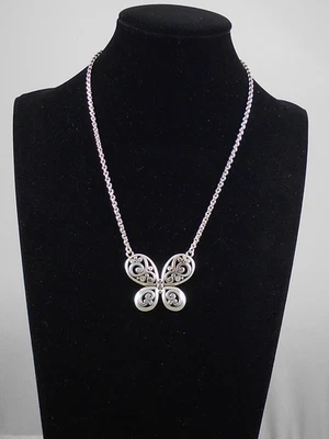 Брайтон серебро покрытием CONTEMPO БАБОЧКА ажурный подвеска ожерелье D30287 $78 - Изображение 1 из 2