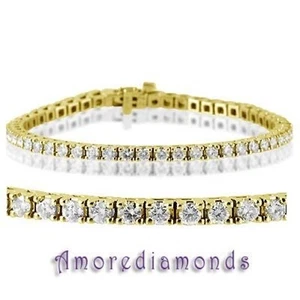 4.48 ct F VS2 round ideal cut diamond 4 prong tennis bracelet 14k yellow gold 7" - Picture 1 of 1
