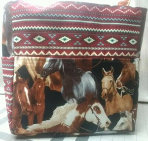 Horses Western South West Mare Horsehoe Saddle Purse/Project Bag Handmade 12x12 - Picture 1 of 8