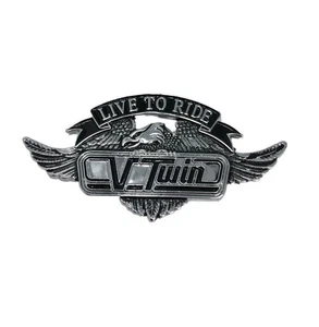 Emblème Live To Ride V-Twin Moto avec Aigle (S) Métallique Auto-adhésif VTwin - Zdjęcie 1 z 3