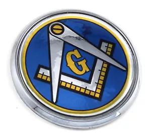 Mason Masonic blue back Flag 2.75" Car Chrome Round Emblem Decal 3D badge - Bild 1 von 6