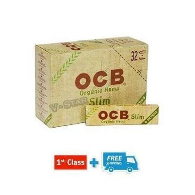 OCB ORGANIC HEMP ROLLING KING SIZE SLIM PAPERS + FILTERS 5/10/20/25/32 BOOKLETS  - Image 1 of 4
