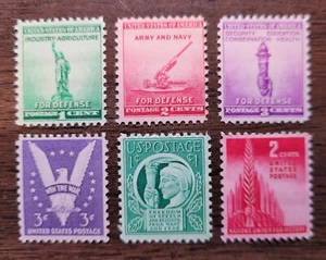 JUEGO DE 6 SELLOS ORIGINALES DE LA SEGUNDA GUERRA MUNDIAL - DEFENSA Y VICTORIA - COMO NUEVO - Imagen 1 de 1