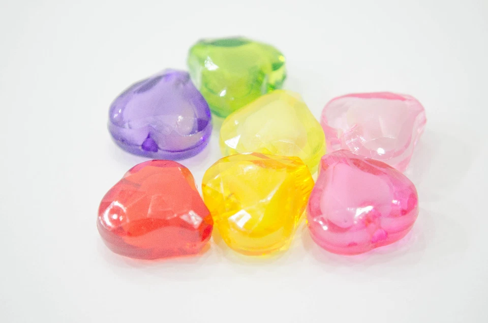 Lot 5 ou 10 Grand Perle Coeur 20mm Acrylique Couleur Mix Creation Bijoux