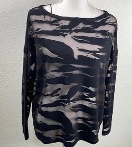 All Saints Rita Devore Top Women's Black Sz XS Animal Print Burn Out Gothic Emo - Picture 1 of 8