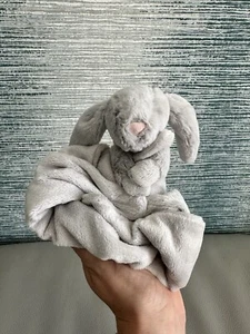 Jellycat Silver Grey Bashful Bunny Rabbit Comforter Soother Soft Blanket - Picture 1 of 11