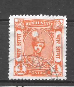 1947 BUNDI, SG90 CAT £100 FINE USED, 4 ANNA, KGVI, KG6,INDIA INDIAN STATES - Picture 1 of 1