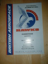 1993/94 HUMBERSIDE HAWKS V MURRAYFIELD RACERS ICE HOCKEY HULL EDINBURGH 28/11