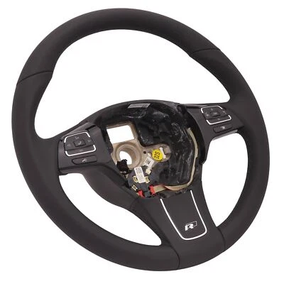 Multi Function Steering Wheel Heated R-Line VW Touareg 7P 10-14 Leather And Seam - Image 1 of 4