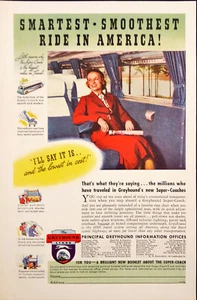 1937 The Greyhound Lines Bus Woman Riding Bus Red Dress Vintage Print Ad - Picture 1 of 1