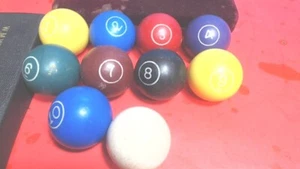 Vintage-Miniature Pool Balls - 10 balls 1.490 " di.-a little shy of 1-1/2" - Picture 1 of 3