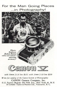 1956 Canon V Camera: The Man Going Places Vintage Print Ad - Bild 1 von 1