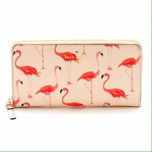 Kate Spade New York rosa Flamingo Spitze Geldbörse mit Reißverschluss ~ 8 Zoll - - Bild 1 von 14
