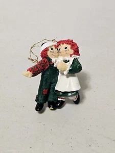 Raggedy Ann & Andy 1998 Christmas Ornament Vintage 3” Hugging Figurines - Picture 1 of 6