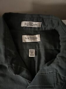 Van Heusen Men's Olive Long Sleeve Button Front Shirt Size XLT, 17