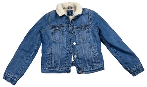 Gap Kids Sherpa-Lined Icon Denim Jacket Large Trucker Jacket Thick - Picture 1 of 9