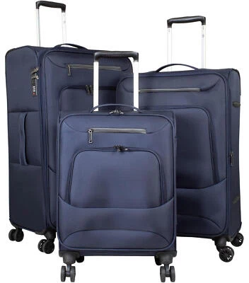 Nylon Trolley Rollkoffer Dehnfalte 360° aufrecht rollbar Adlum Blau M bis XL - Bild 1 von 4