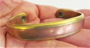 VTG c.1970 Copper & Brass Cuff Bracelet Sausalito Craftworks of CA 1 1/8" wide - Picture 1 of 6