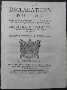 [DROIT Ancien Régime] Déclaration du ROY Levée du Dixième revenu des Biens 1733 - Imagen 1 de 2