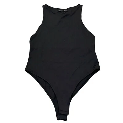 Body Zara Sin Mangas Cuello Redondo Grande Negro Minimalista Preppy Corte Bajo Lados Foto 1 de 4