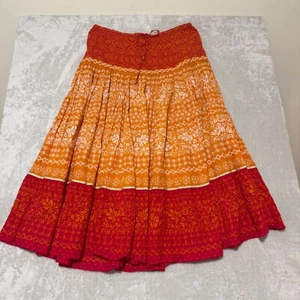 Maxi Falda Sundance Para Mujer Boho Algodón L Cordón Naranja Rojo Artística Fluida - Imagen 1 de 9