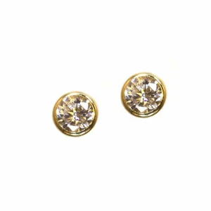 Pair of cubic zirconia 3mm round stud earrings in 9ct gold for women child men - Picture 1 of 3