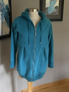 Calvin Klein Jacket Size Med Long Women’s Blue Full Zip Sweatshirt Jacket Hoodie - Picture 1 of 10