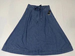 Neu mit Etikett Lauren Ralph Lauren Denim plissierter Midirock mit Gürtel Stormee Damengröße 14 - Bild 1 von 7