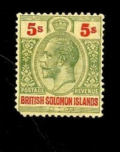 1914 British Solomon Islands King George V Five Shilling Mint Stamp SG 36 CV £55 - Picture 1 of 1
