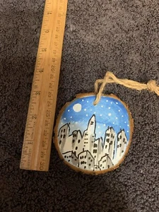 3” Wood Ornament Hand Painting Shortiez Ink Christmas Decor Urban City - Picture 1 of 1